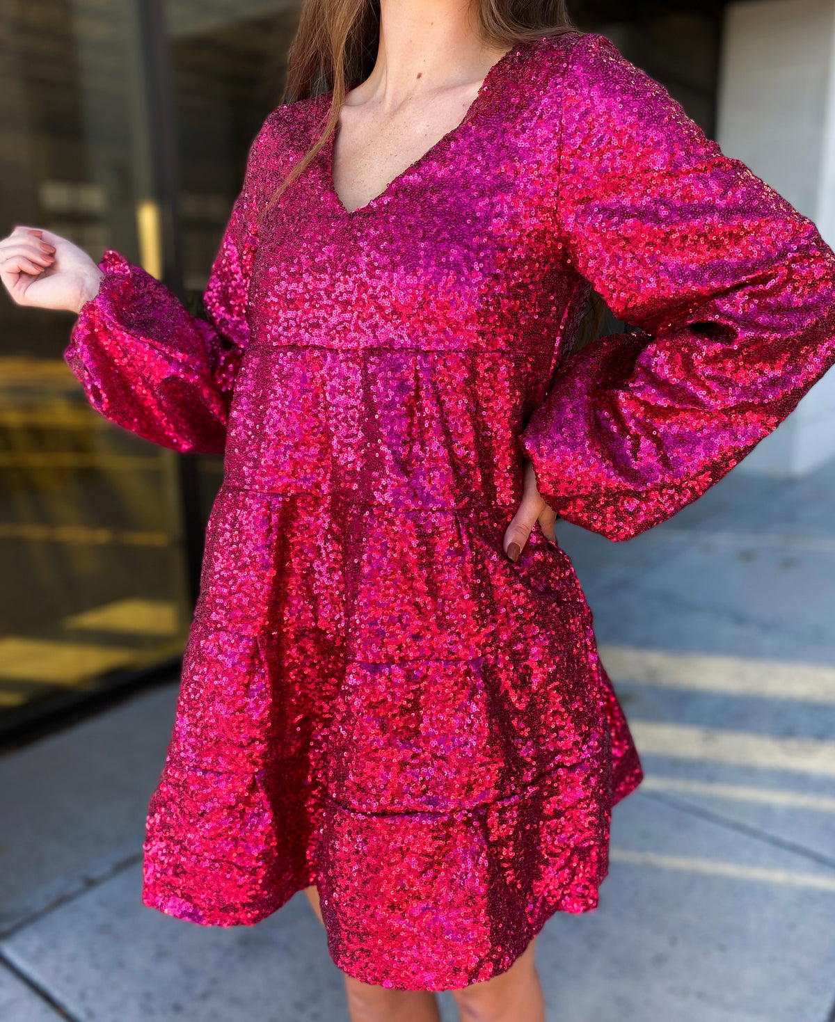 Such a Joy sequin Balloon Sleeve Dress