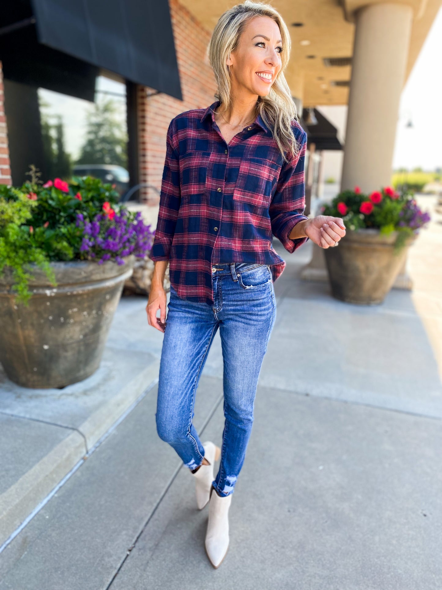 Evett Plaid Shirt (Navy)