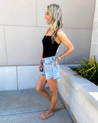 VERVET High Rise Distressed Jean Shorts