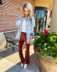 Tucker Ribbed Velvet Stretch Flare Pants