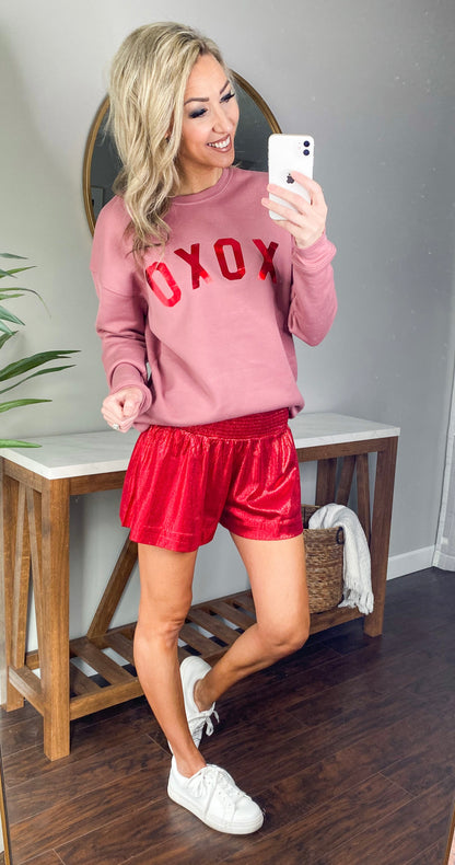 XOXO Red Foil Sweatshirt