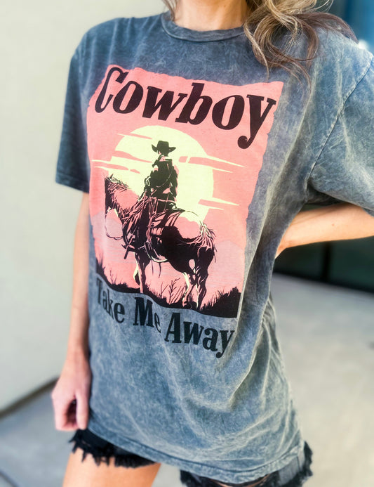 Cowboy Take Me Away Mineral Washed Tee