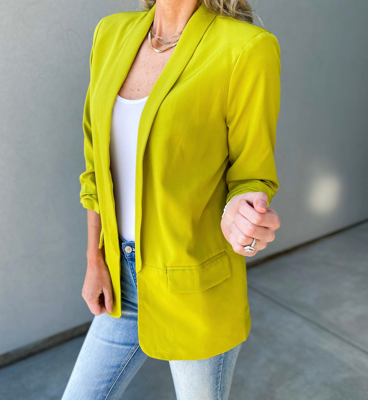 Bonny Boyfriend Blazer (Chartreuse)