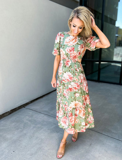 Rosalee Side Cut Out Floral Maxi Dress