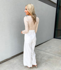 Sincerely Yours Sequin Top Wide Leg Jumpsuit