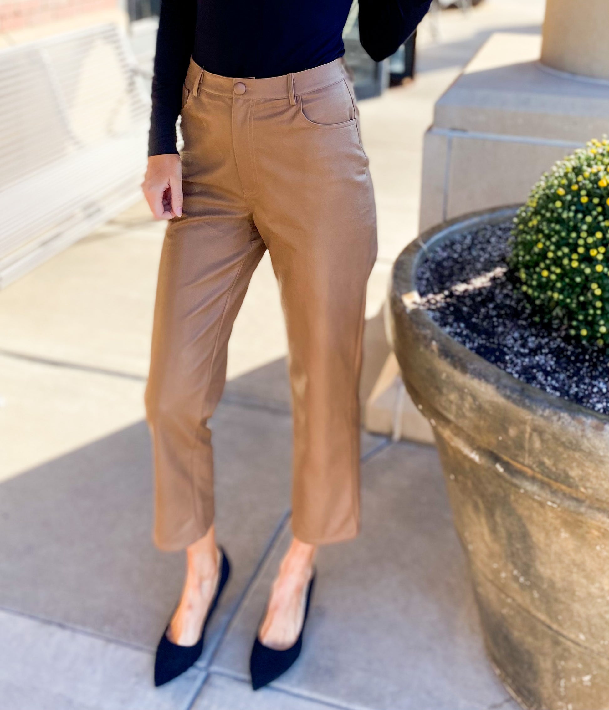 Andra Faux Leather Straight Leg Pants
