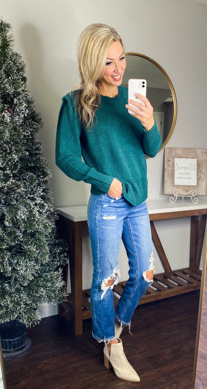 Dulci Shoulder Shape Sweater (Emerald)