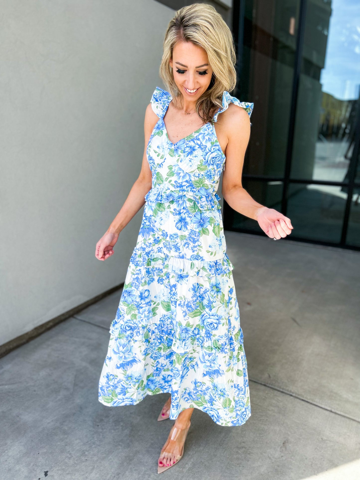 Truth Be Told Blue Floral Maxi Dress