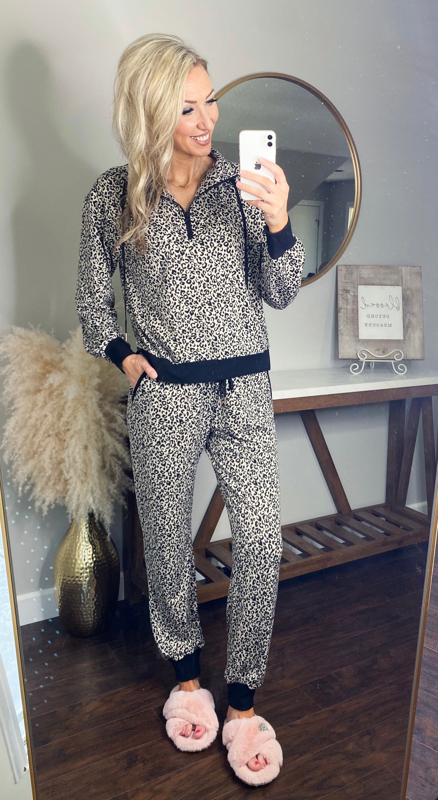 Camil Leopard Half Zip Pullover