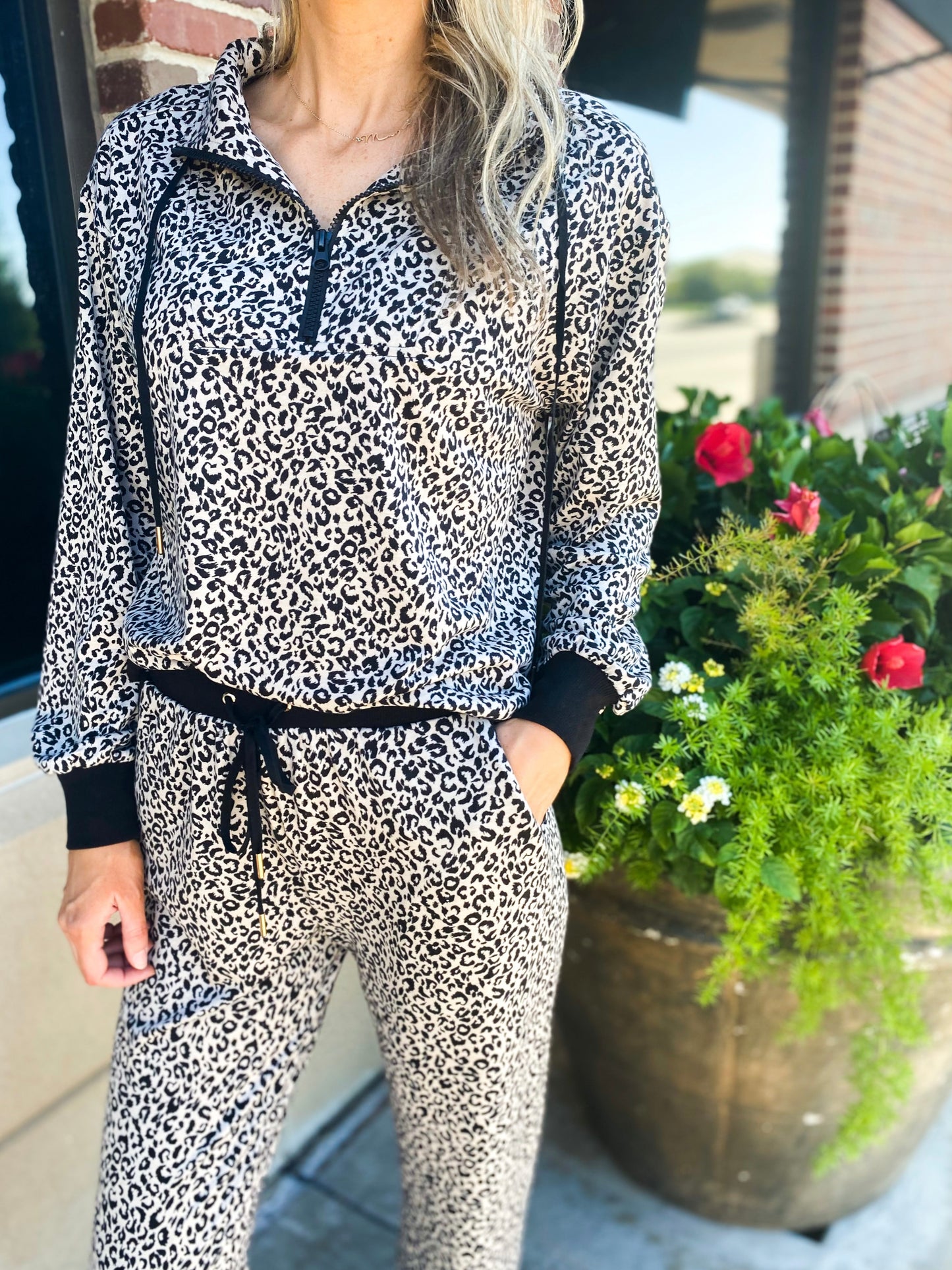 Camil Leopard Half Zip Pullover