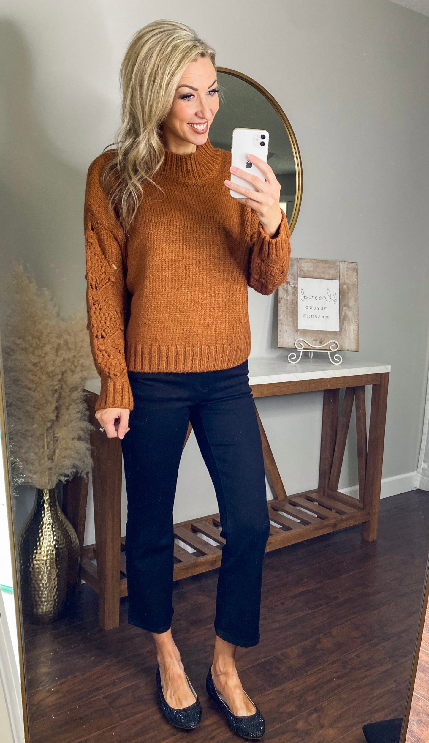 Rayanne Mock Neck Knit Sweater (Toffee)