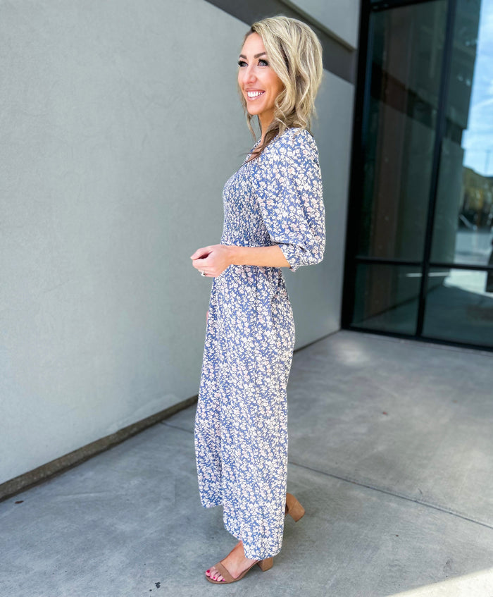 Kori Smocked Floral Jumpsuit