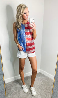 Red White and Boujee Sequin Tunic Top