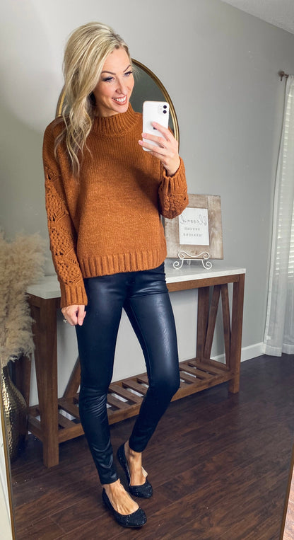 Rayanne Mock Neck Knit Sweater (Toffee)